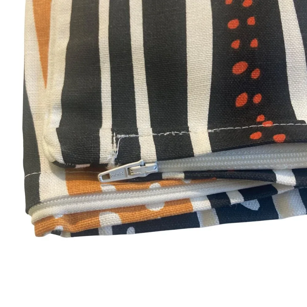 Ikea Vilmie WILJ Pillow Cover Pair Orange Black Striped Polka Dot Cotton16